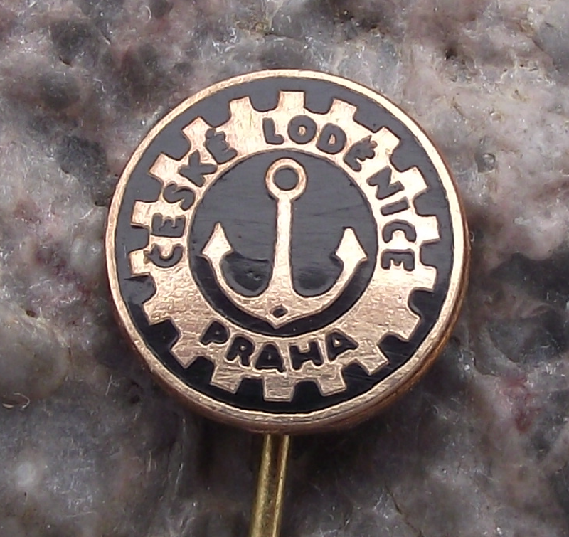 Vintage Czechoslovakia Ship Yard Shipping Repair Company Flag Pin Badge