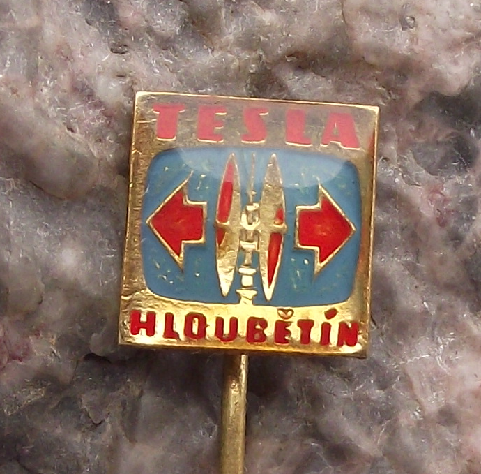 Vintage Tesla Electronics Hloubětín Radio Pin Badge