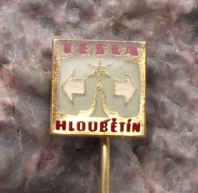 Vintage Tesla Electronics Hloubětín Radio Pin Badge