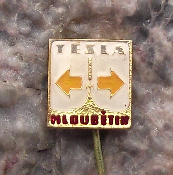 Vintage Tesla Electronics Hloubětín Radio Pin Badge