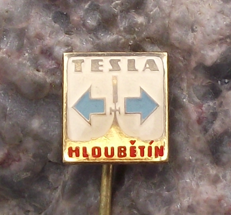 Vintage Tesla Electronics Hloubětín Radio Pin Badge