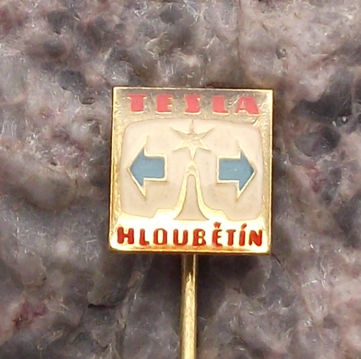 Vintage Tesla Electronics Hloubětín Radio Pin Badge