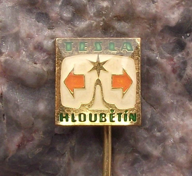 Vintage Tesla Electronics Hloubětín Radio Pin Badge