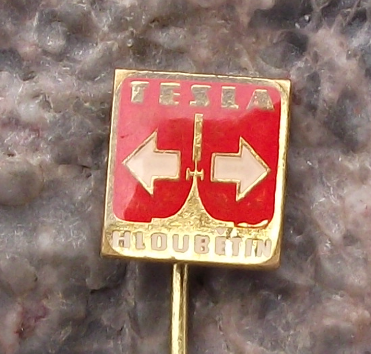 Vintage Tesla Electronics Hloubětín Radio Pin Badge