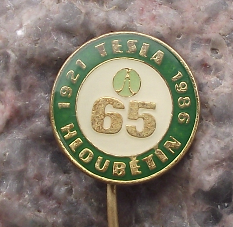 1986 Tesla Electronics Hloubětín 65th Anniversary Logo Pin Badge