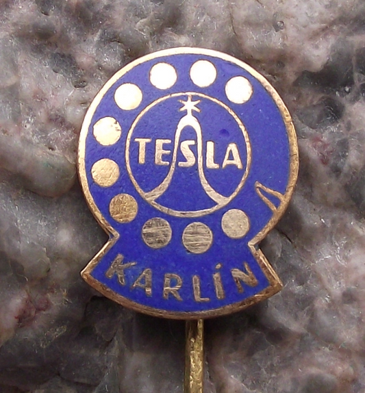 Vintage Tesla Czech Rotary Dial Telephone Receiver Desk Phone Pin Badge