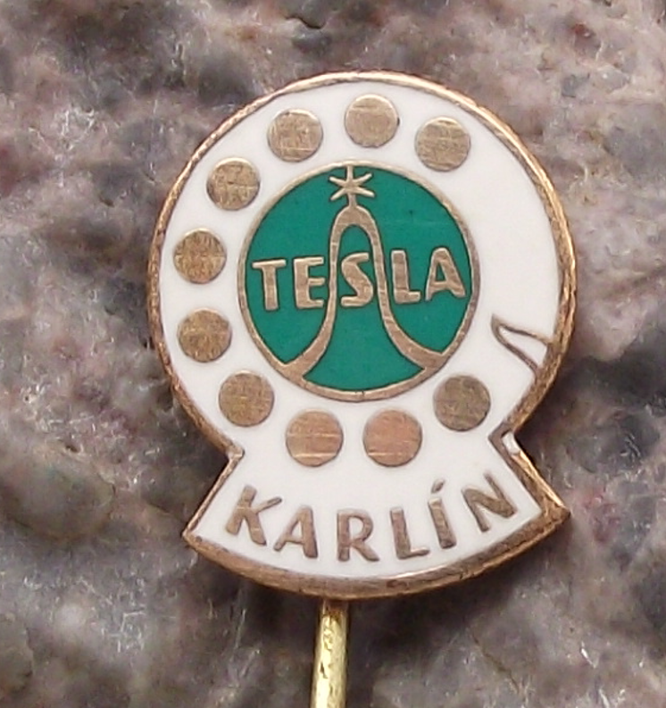 Vintage Tesla Czech Rotary Dial Telephone Receiver Desk Phone Pin Badge