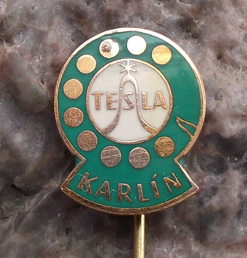 Vintage Tesla Czech Rotary Dial Telephone Receiver Desk Phone Pin Badge