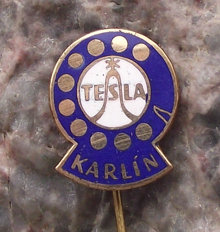 Vintage Tesla Czech Rotary Dial Telephone Receiver Desk Phone Pin Badge
