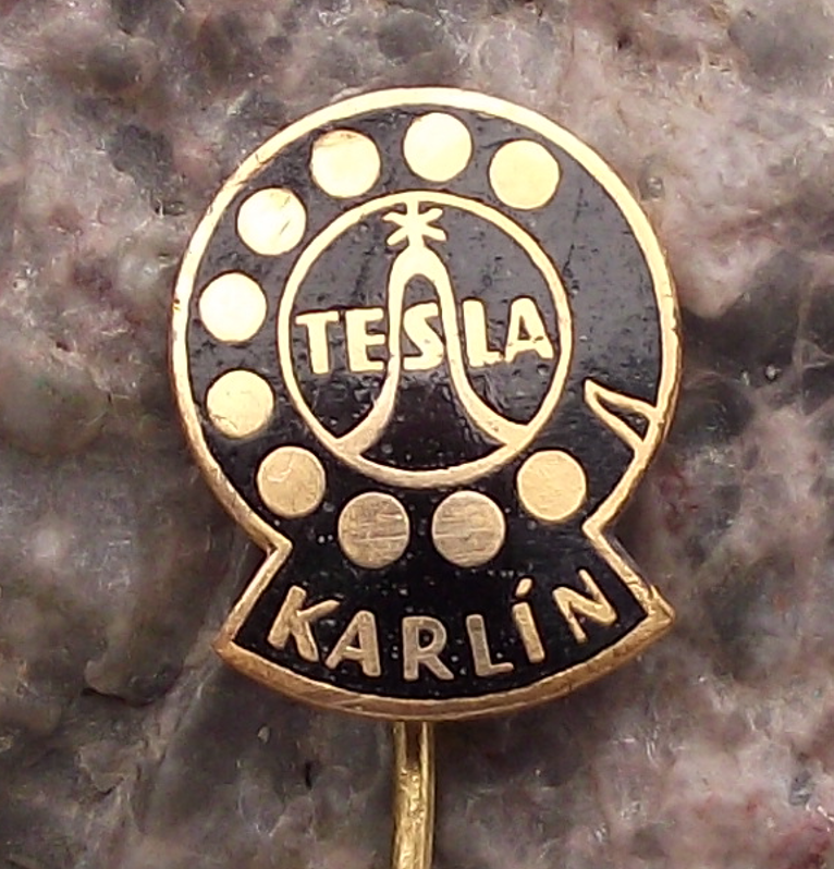 Vintage Tesla Czech Rotary Dial Telephone Receiver Desk Phone Pin Badge