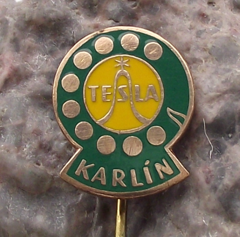 Vintage Tesla Czech Rotary Dial Telephone Receiver Desk Phone Pin Badge