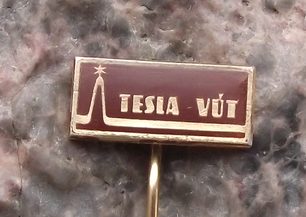 Vintage Tesla Electronics VUT Logo Pin Badge