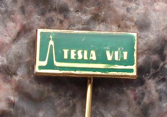 Vintage Tesla Electronics VUT Logo Pin Badge