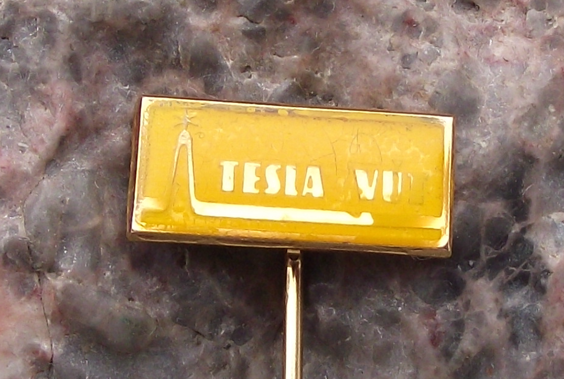 Vintage Tesla Electronics VUT Logo Pin Badge