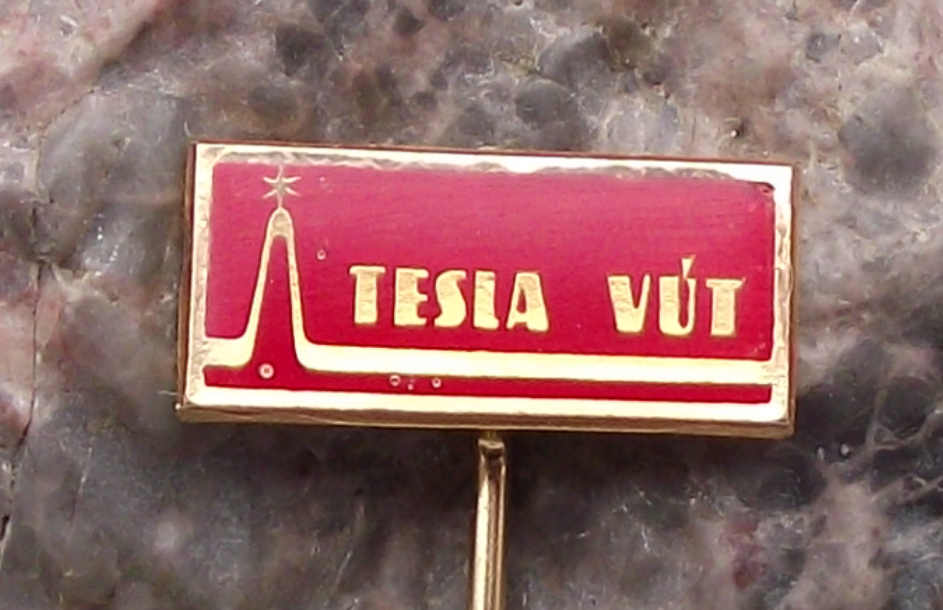 Vintage Tesla Electronics VUT Logo Pin Badge