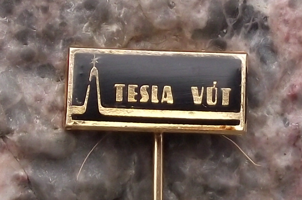 Vintage Tesla Electronics VUT Logo Pin Badge