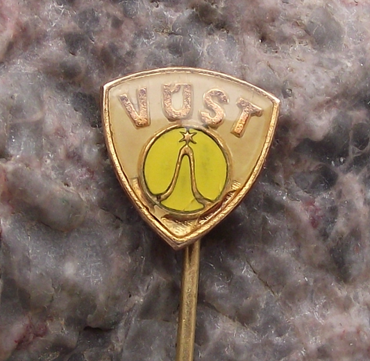 Vintage Tesla Electronics VUST Logo Pin Badge