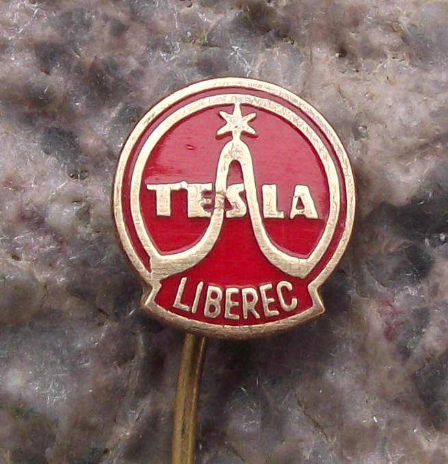 Vintage Tesla Electronics Liberec Czechoslovakia Sine Wave Pin Badge