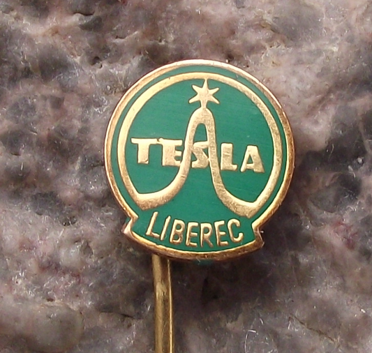 Vintage Tesla Electronics Liberec Czechoslovakia Sine Wave Pin Badge
