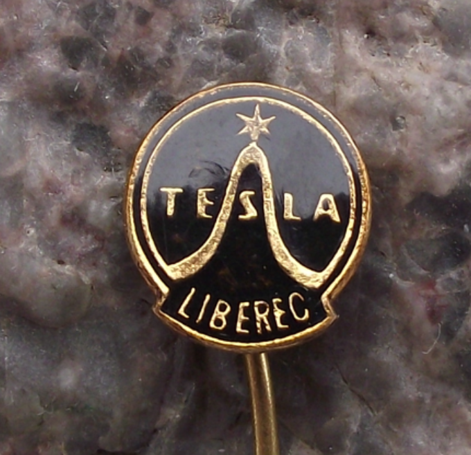 Vintage Tesla Electronics Liberec Czechoslovakia Sine Wave Pin Badge