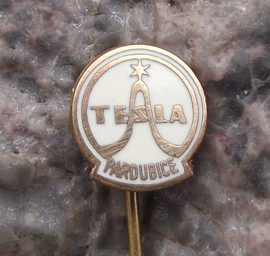 Vintage Tesla Electronics Pardubice Czechoslovakia Sine Wave Pin Badge