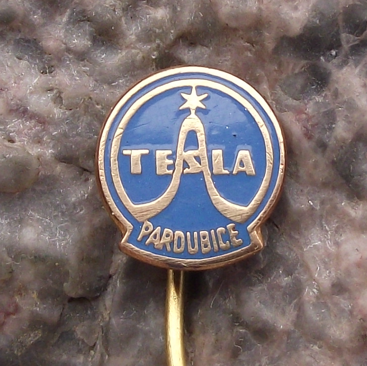 Vintage Tesla Electronics Pardubice Czechoslovakia Sine Wave Pin Badge