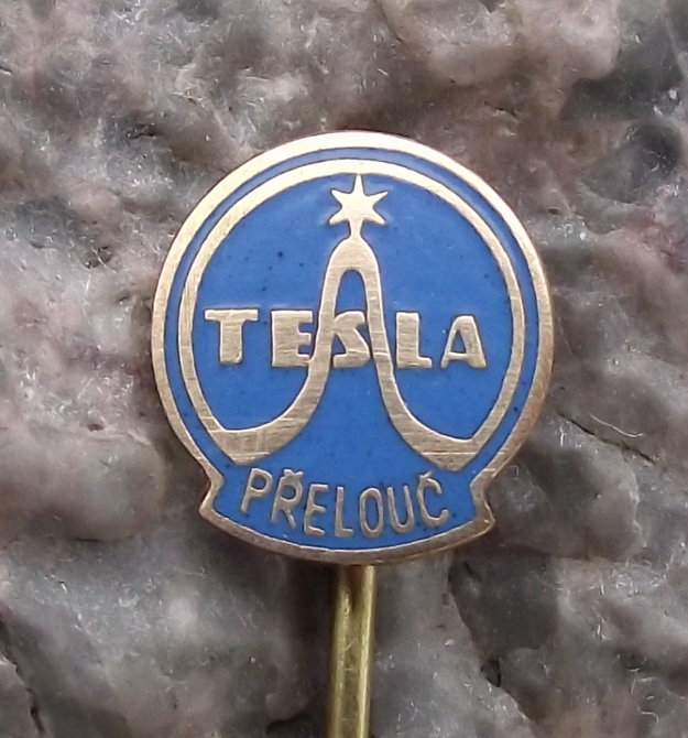 Vintage Tesla Electronics Czechoslovakia Přelouč Sine Wave Pin Badge