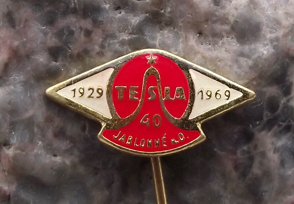 1969 Tesla Electronics 40th anniversary Pin Badge