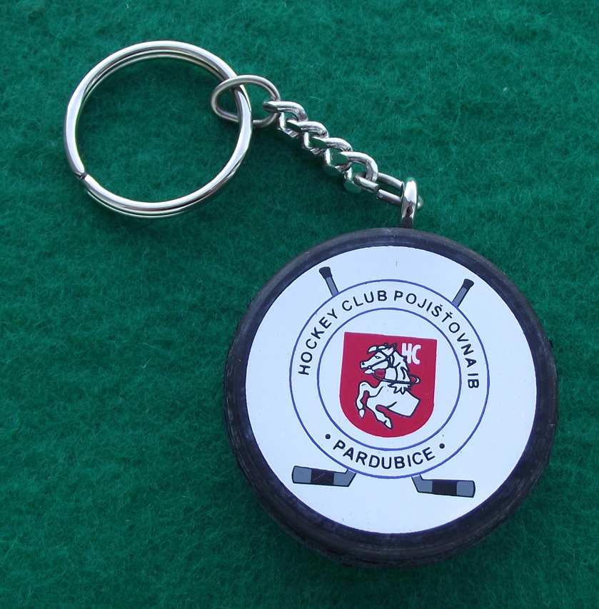 Vintage Czechoslovakia Ice Hockey Club Pardubice Rubber Puck Keyring