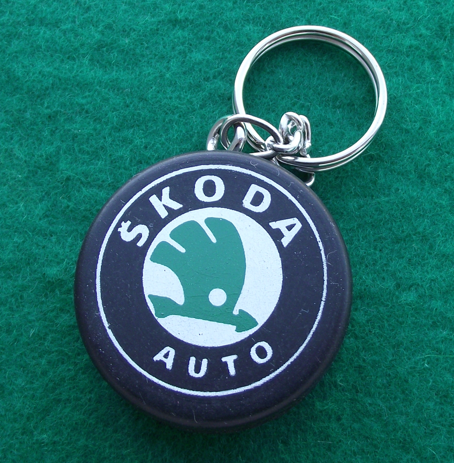 Vintage Czech Ice Hockey League Skoda Auto Cars Rubber Puck Keyring