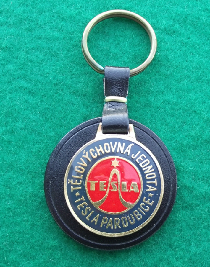 Vintage Czechoslovakia TJ Tesla Pardubice Ice Hockey Club Leather Keyring