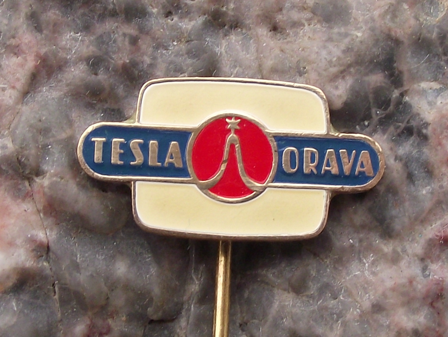Vintage Tesla Electronics Orava Televisions Screen Logo Pin Badge