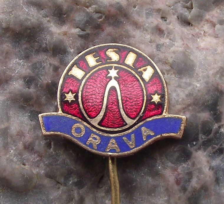 Vintage Tesla Electronics Orava Plant Sine Wave Logo Pin Badge