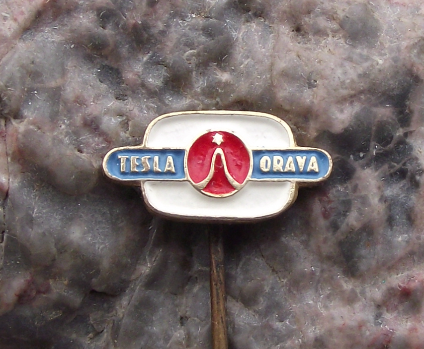 Vintage Small Tesla Electronics Orava Televisions Screen Logo Pin Badge