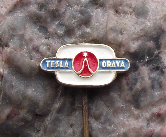 Vintage Small Tesla Electronics Orava Televisions Screen Logo Pin Badge