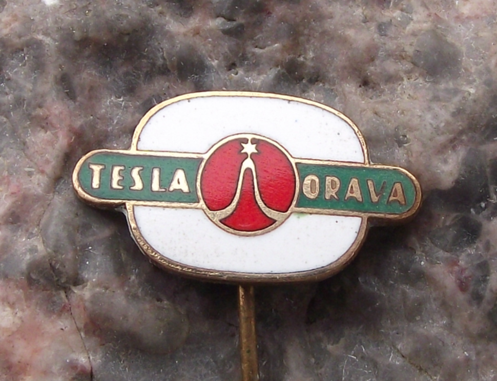 Vintage Tesla Electronics Orava Televisions Round Screen Logo Pin Badge