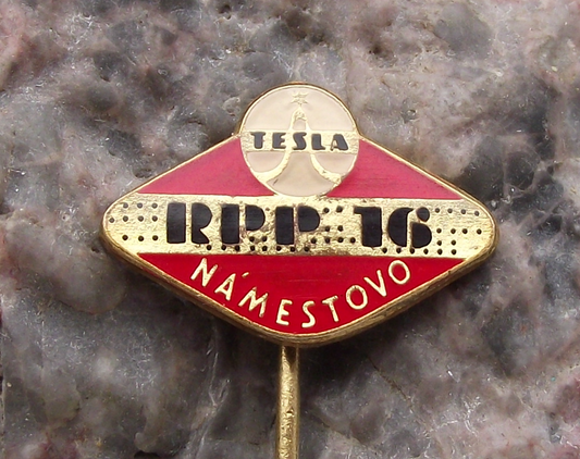 Vintage Tesla RPP-16 Automated Warehouse Early Punch Card Computer Pin Badge
