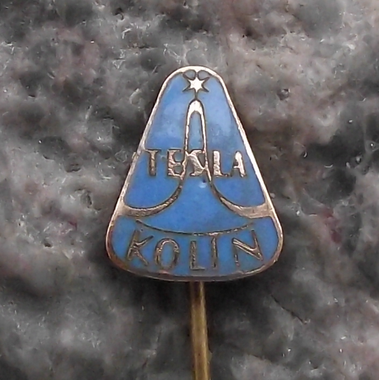 Vintage Tesla Electronics Kolin Czechoslovakia Sine Wave Pin Badge