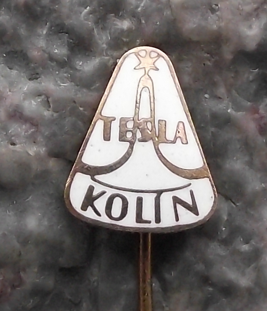 Vintage Tesla Electronics Kolin Czechoslovakia Sine Wave Pin Badge