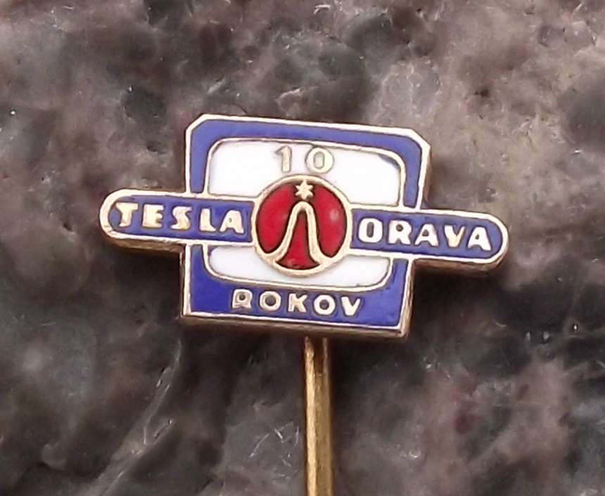 1968 Tesla Electronics Orava Televisions 10th Anniversary Pin Badge