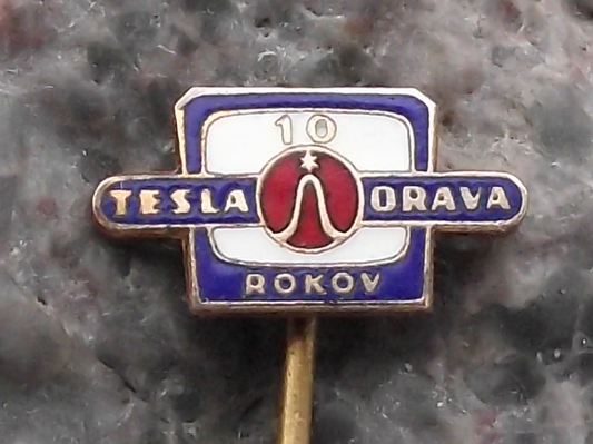 1968 Tesla Electronics Orava Televisions 10th Anniversary Pin Badge