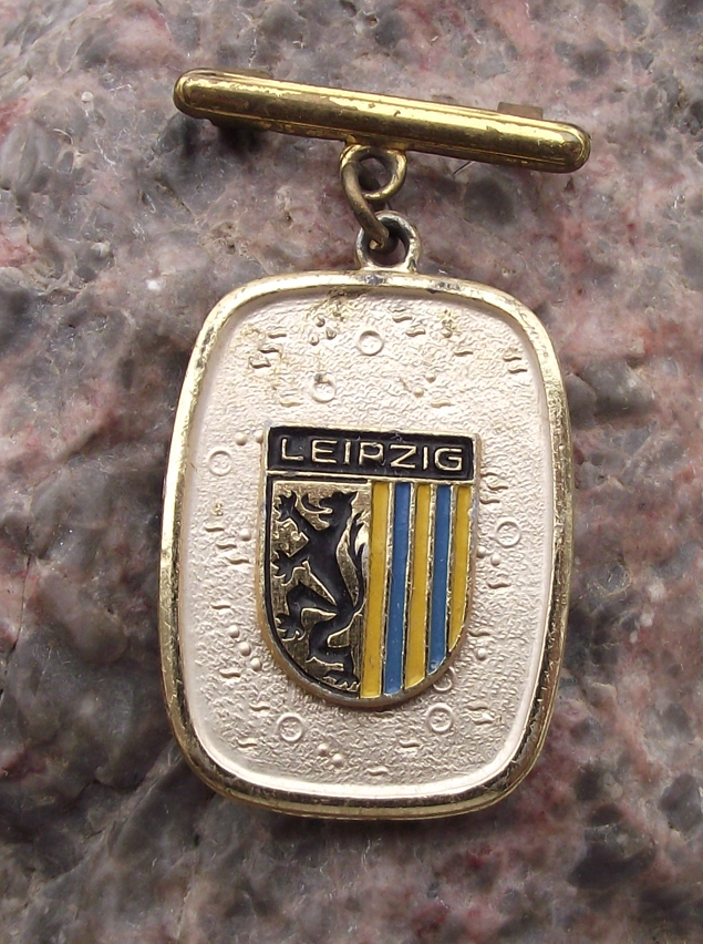 Vintage Leipzig East Germany Lion Official Heraldic City Crest Medal Pin Badge