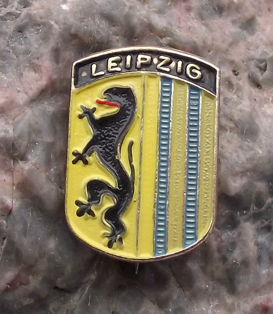 Vintage Leipzig East Germany Lion Official Heraldic City Crest Shield Pin Badge