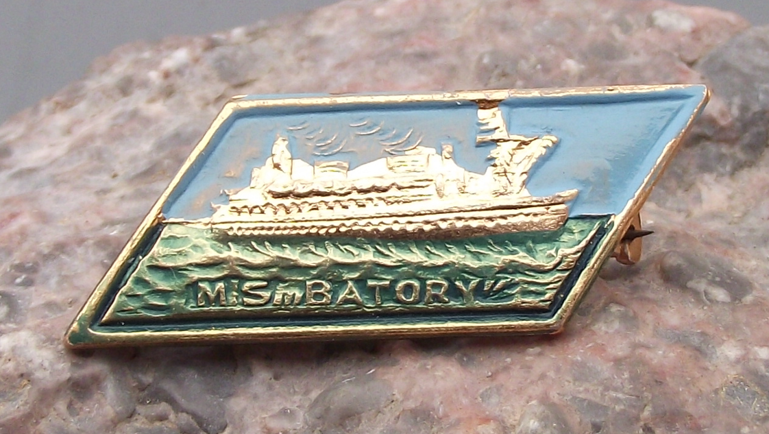Vintage MS Batory Poland Polish Flagship Ocean Liner Ship Pin Badge