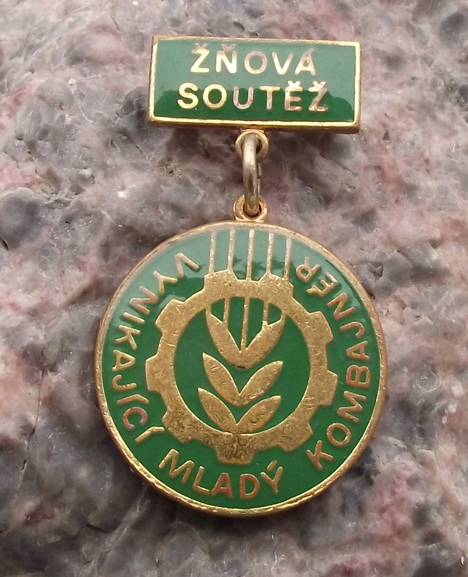 Vintage Outstanding Young Combine Harvester Driver Farming Medal Pin Badge