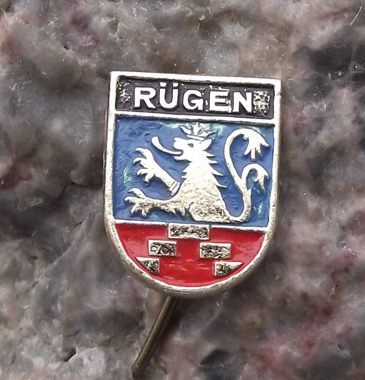 Vintage Rugen Ruegen East Germany Heraldic Crest Coat of Arms Pin Badge