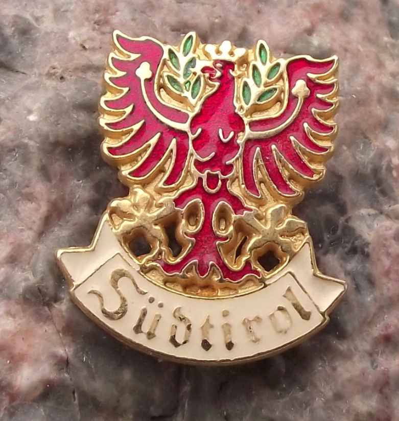 Vintage South Tyrol Tirol Austria Tourist Crest Sudtirol Red Eagle Pin Badge