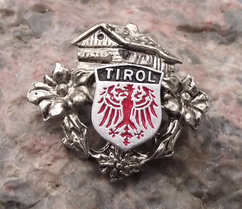 Vintage Tyrol Tirol Austria Tourist Crest Edelweiss Mountain Hut Pin Badge