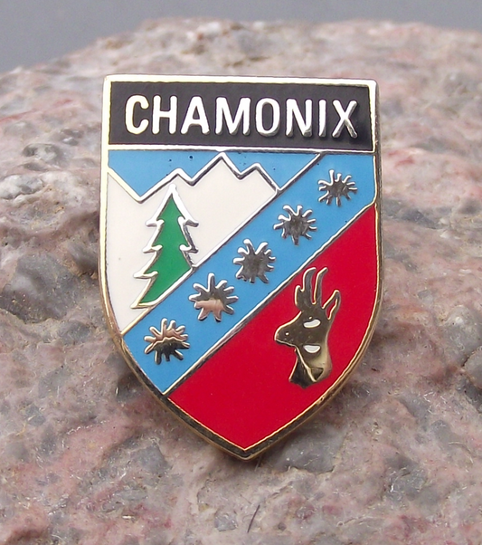 Vintage Chamonix France French Alps Heraldic Crest Pin Badge