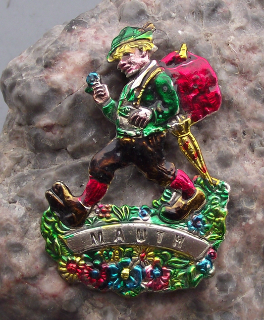 Vintage Mauth Germany Travelling Man Walker Hiking Pin Badge